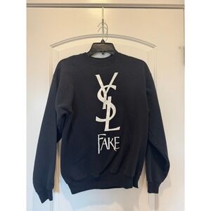 Petals and Peacocks YSL FAKE Graphic Print Crew Neck Sweatshirt Small‎